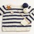 Pull marin à rayures à tricoter soi-même en mohair bleu et blanc