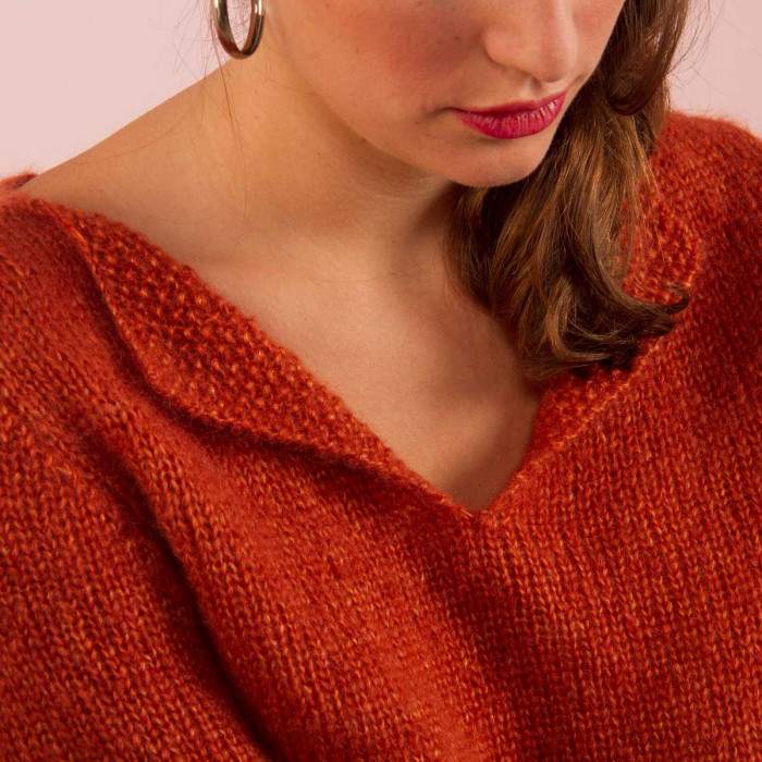 Pull col chemisier à tricoter