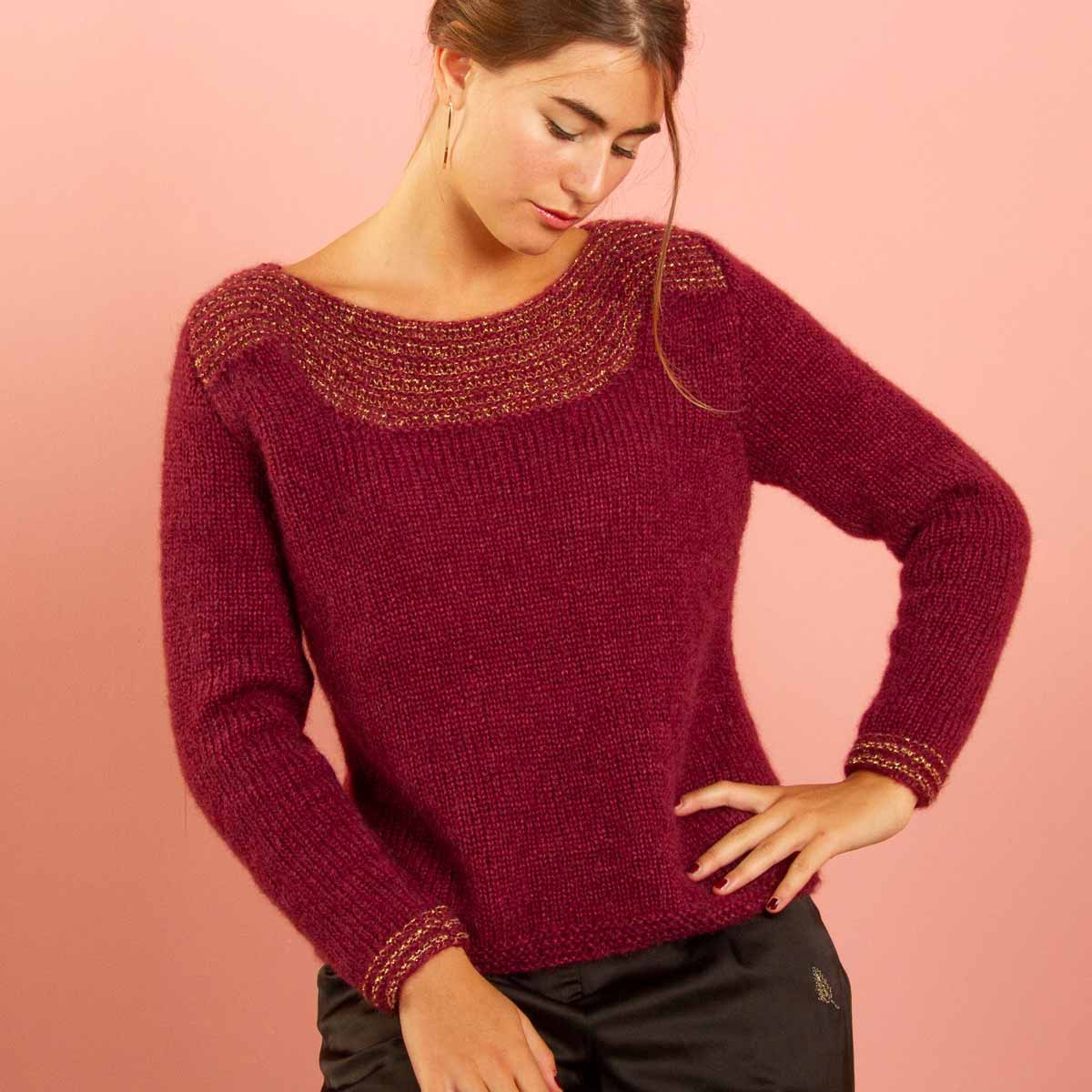 Modèle à tricoter pull femme