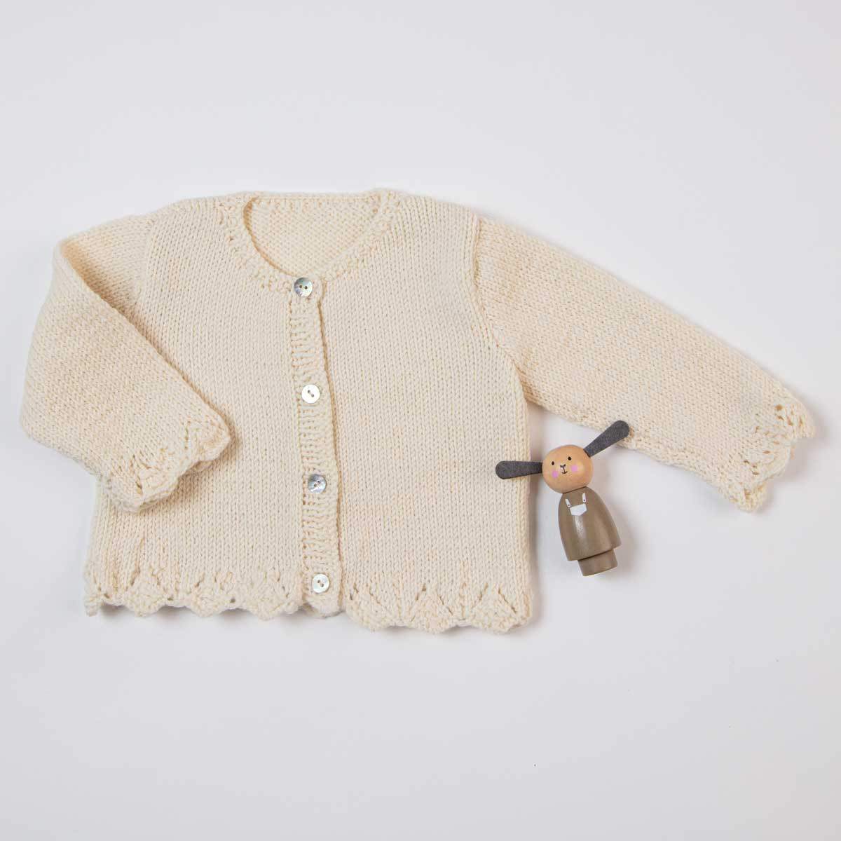 Gilet Bébé Fille Tricoté Fait Main - Taille Naissance, Couleur Chinée, Neuf Sans étiquette