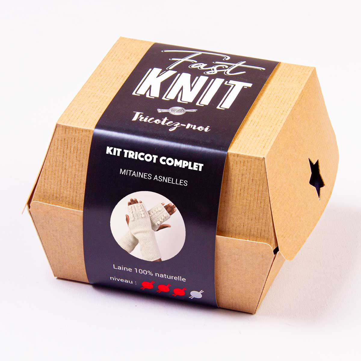 Asnelles fingerless mittens - Fast Knit knitting box